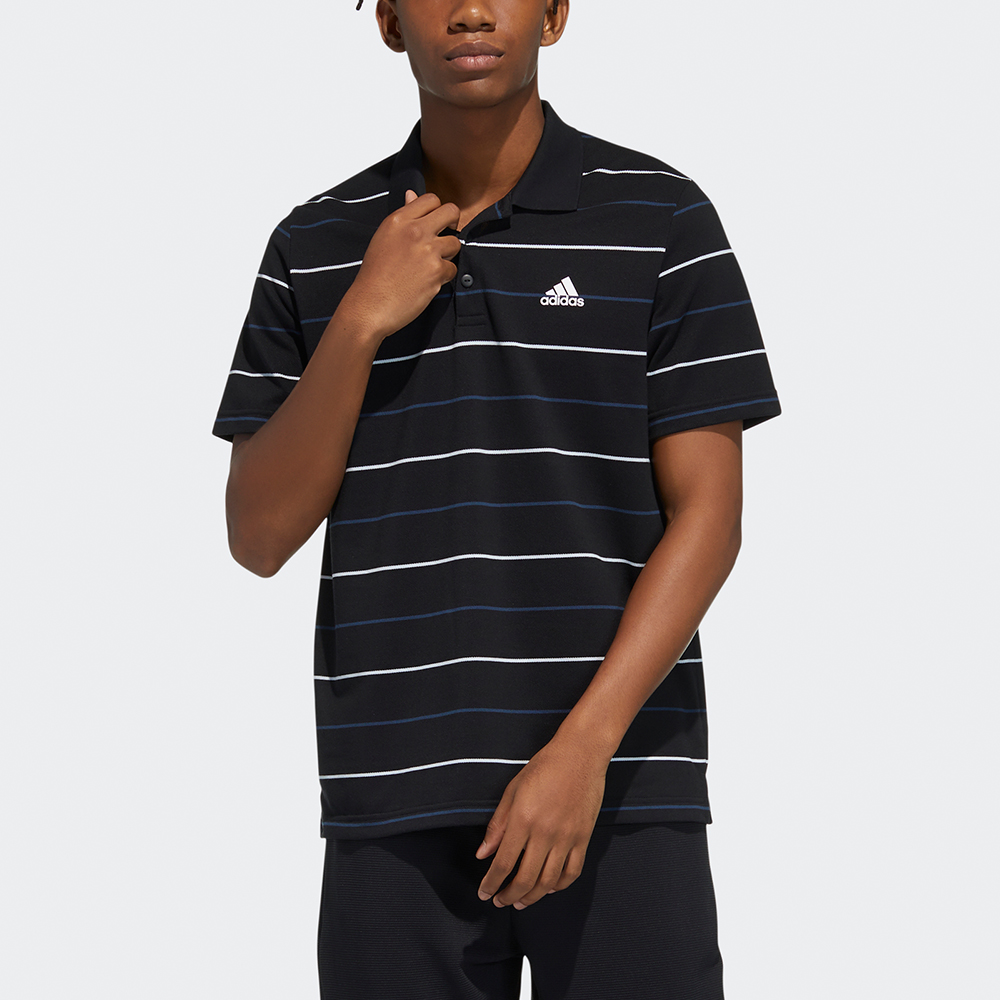 Мужская футболка поло adidas Fi Polo Yarndye Polo (черно-полосатая) — фото 3