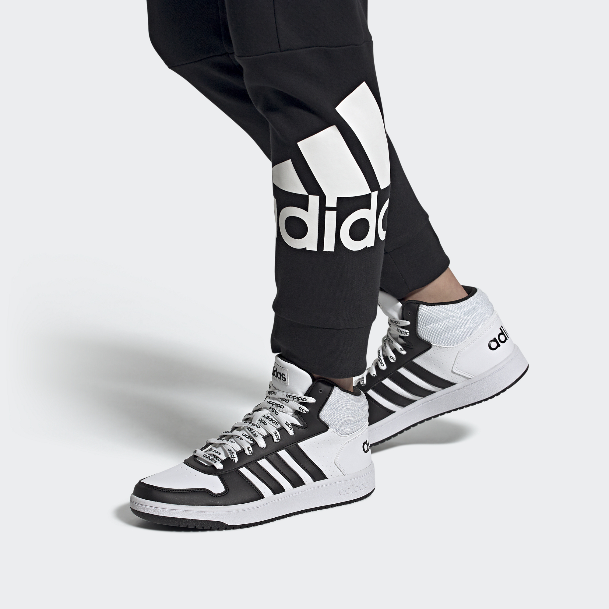 Кроссовки adidas neo Mid (белый / черный) — Белый / чёрный — фото 7