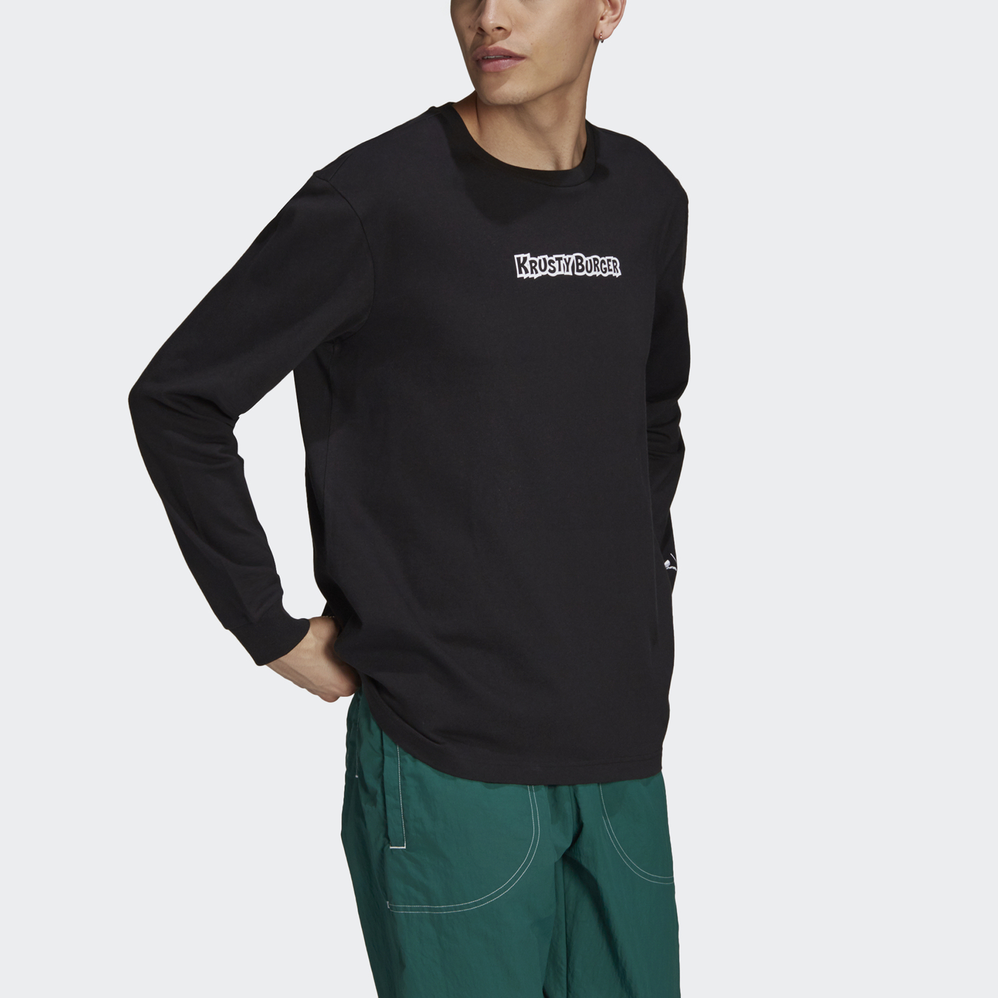 Мужской лонгслив adidas originals Smps Kb Ls Tee T (черный) — фото 4
