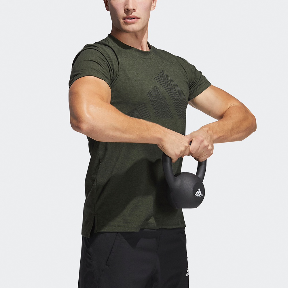 Мужская футболка adidas Three-bar Tee LogoT (зеленая) — фото 4