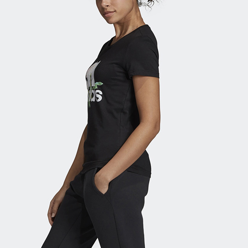 Женская футболка adidas W Mh Flower Tee (черная) — фото 6