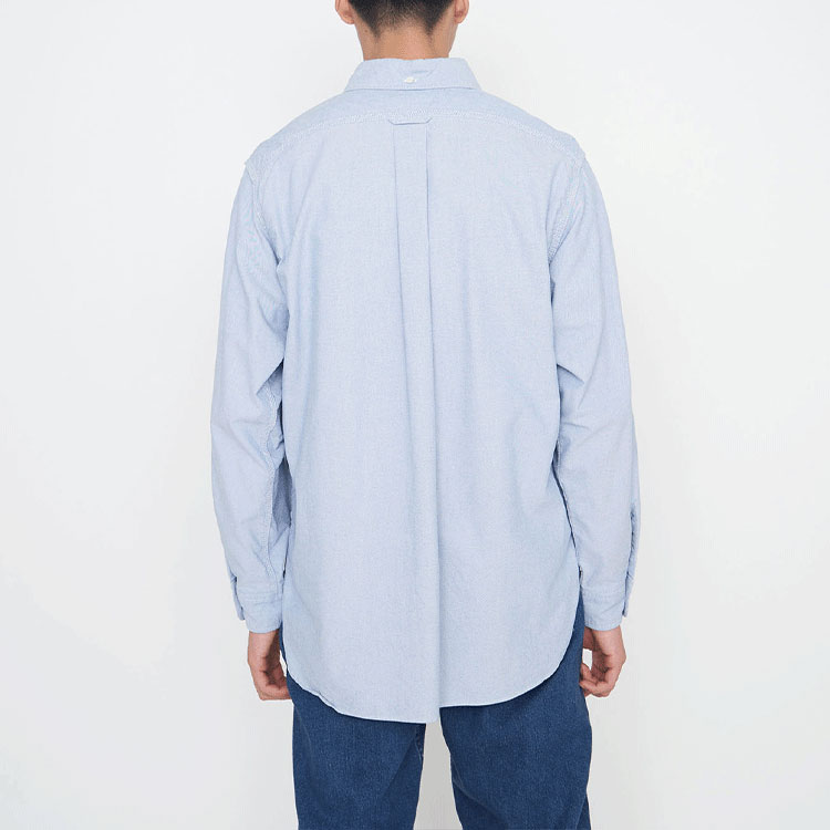 Рубашка nanamica FW21 Button Down Wind Shirt (синяя) — фото 6