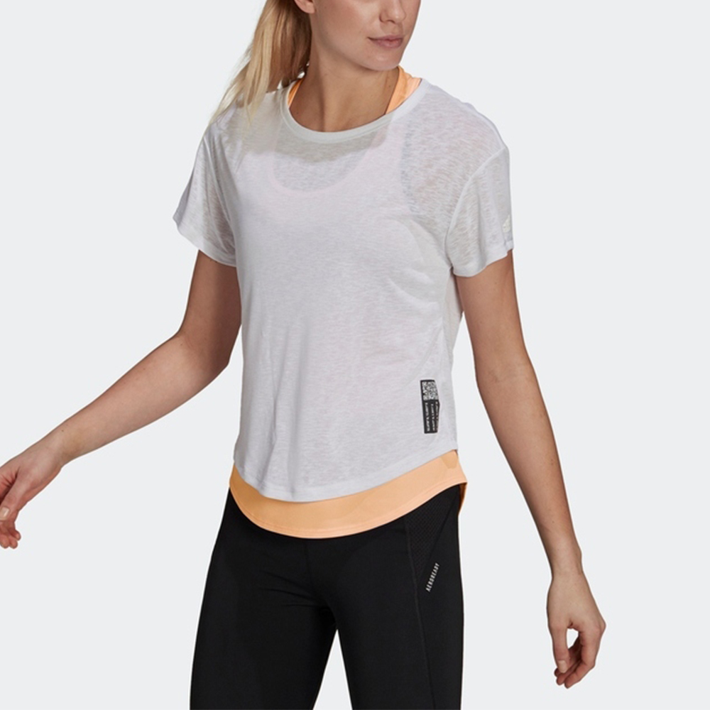 Adidas Running T Shirts Women’s White Crew Neck Moderate Straight Fit