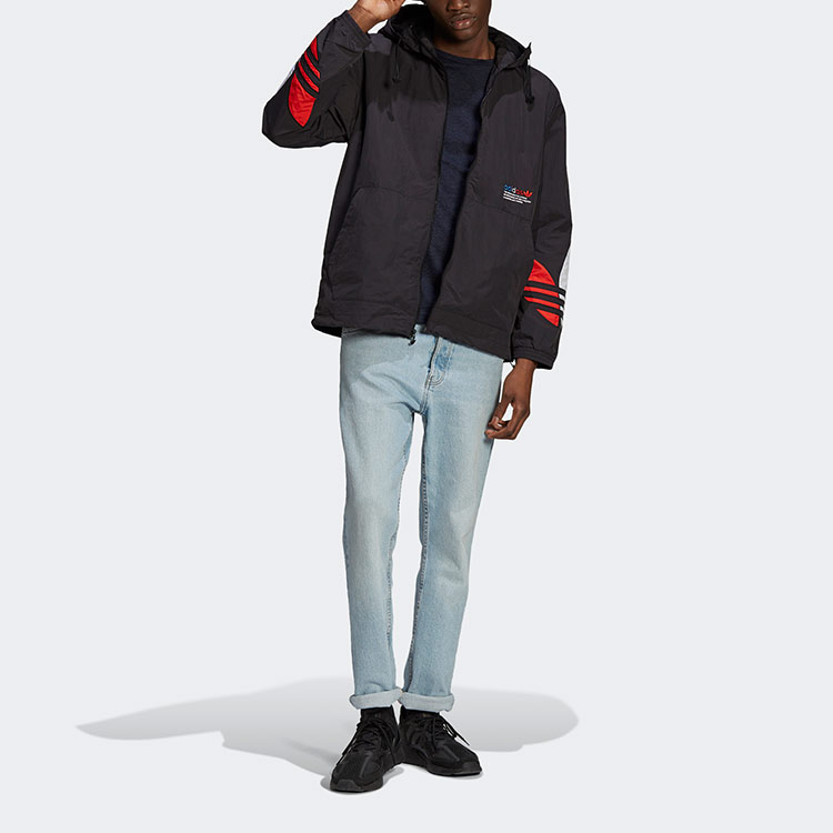 Мужская куртка adidas Tricol Windbreaker (черная) — фото 4