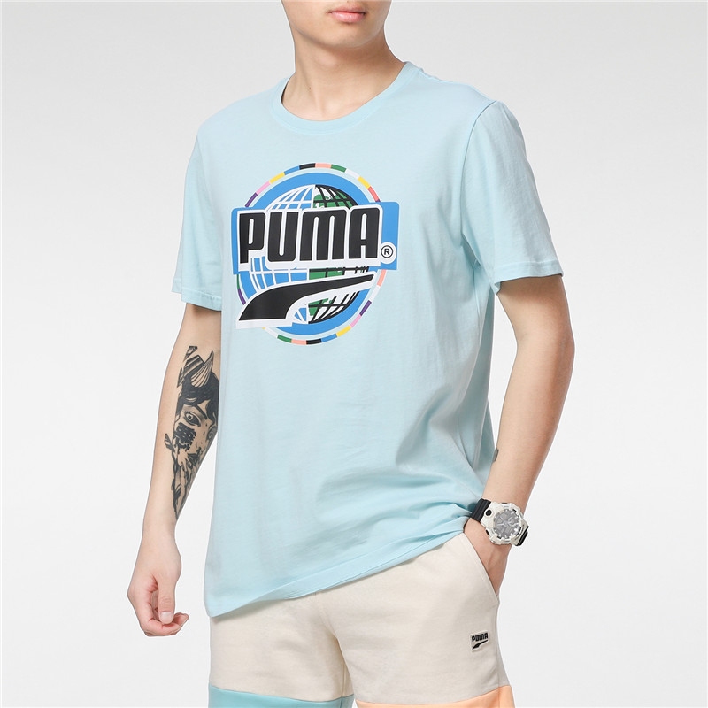 Мужская футболка PUMA Logo T (голубая) — фото 5