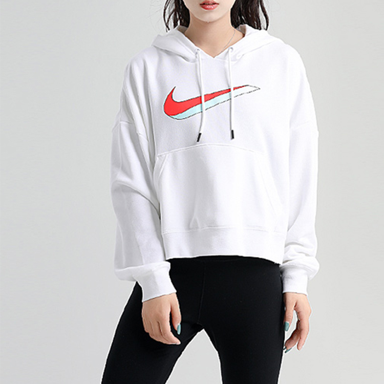 Женское худи Nike W nsw icn clsh flc hoodie ft (белый) — фото 2