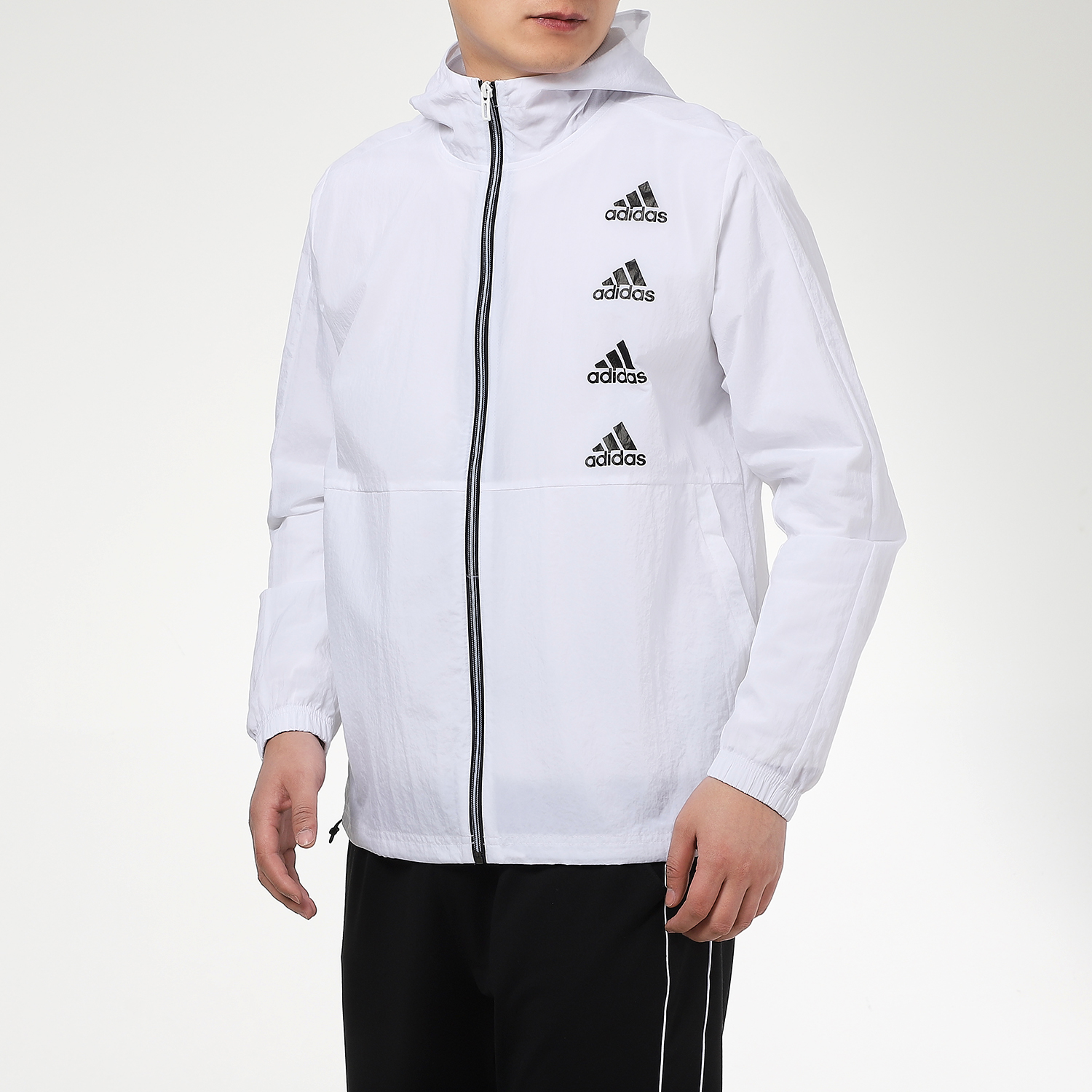 Мужская куртка adidas со светоотражающим логотипом (белая) — фото 5