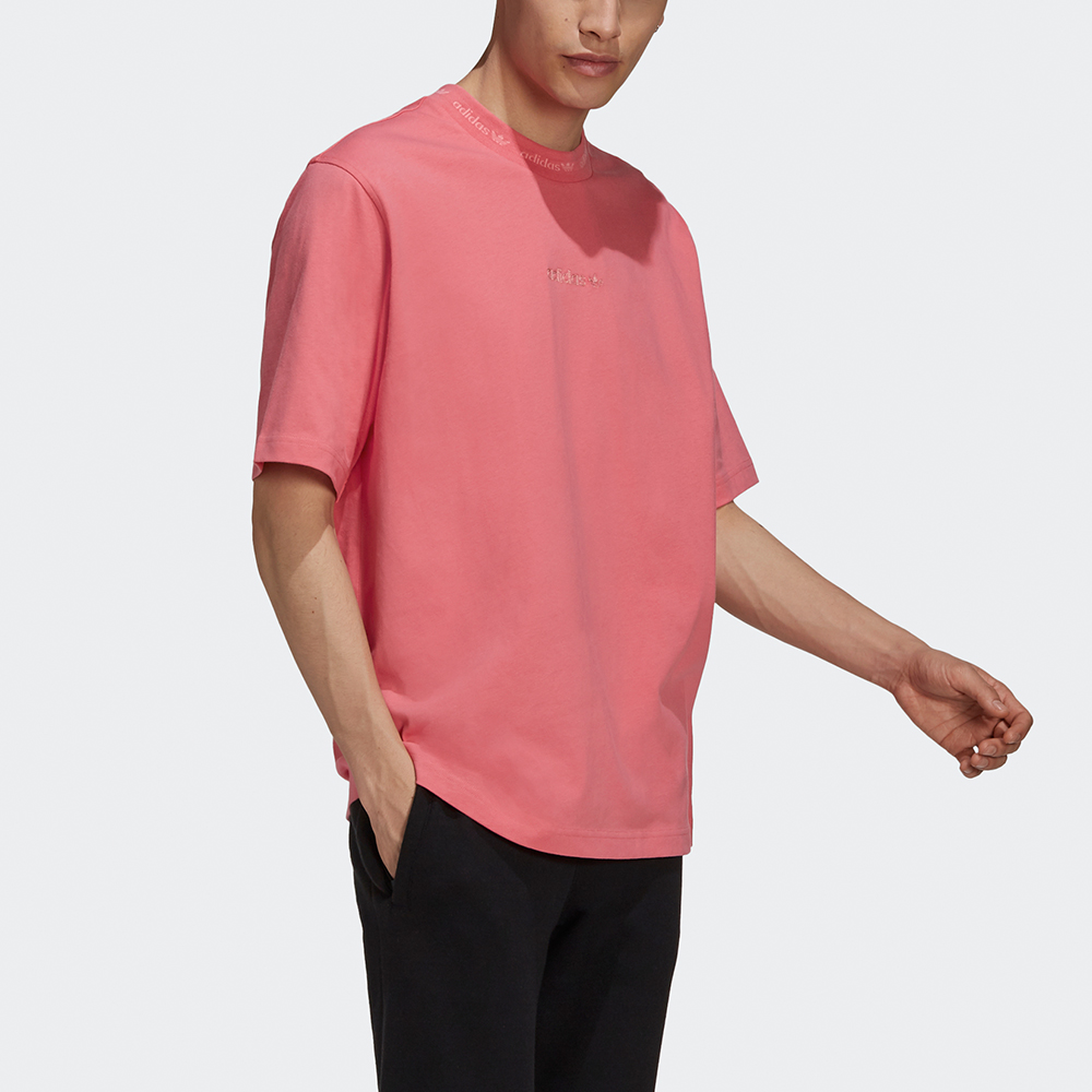 Мужская футболка adidas originals Rib Detail Tee T (ярко-розовая) — фото 4