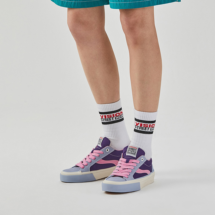 Vision Street Wear x ODDCIRKUS Astley Pro Low top Skateboard Shoes Unisex Purple, Light Purple, Pink, White, Multicolor