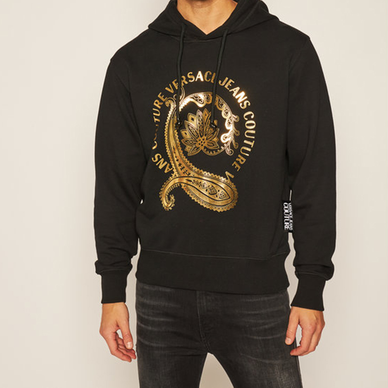 Мужская худи Versace JEANS COUTURE logo (черная) — фото 3