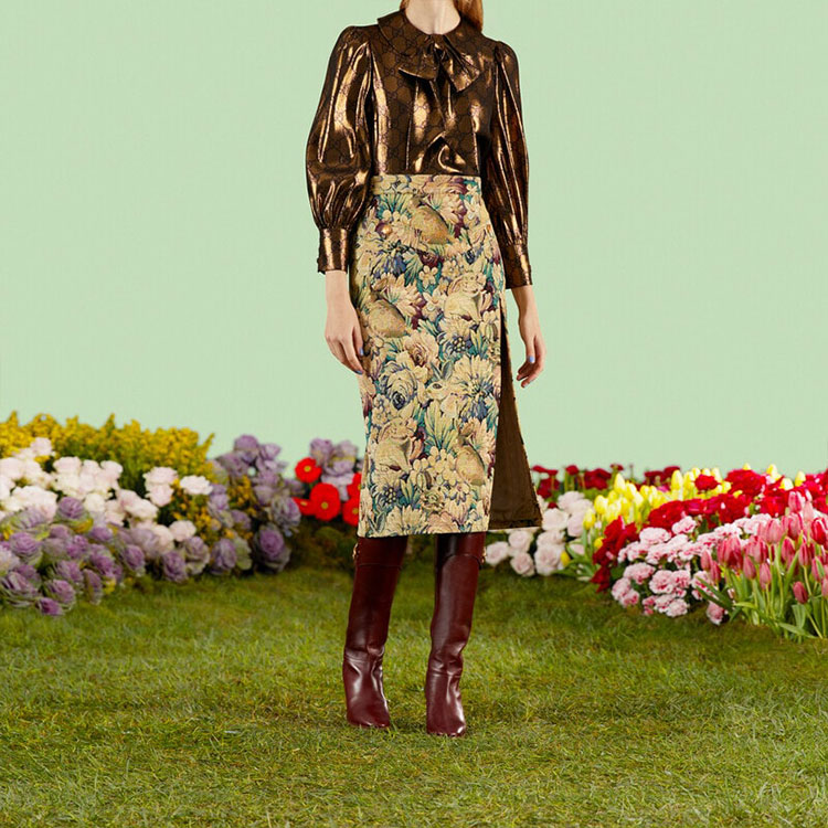 Женская юбка Gucci SS23 (зеленая) — фото 3