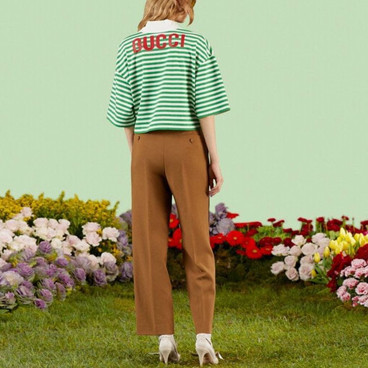Женская футболка Gucci SS23 Logo Polo (зеленая) — фото 4