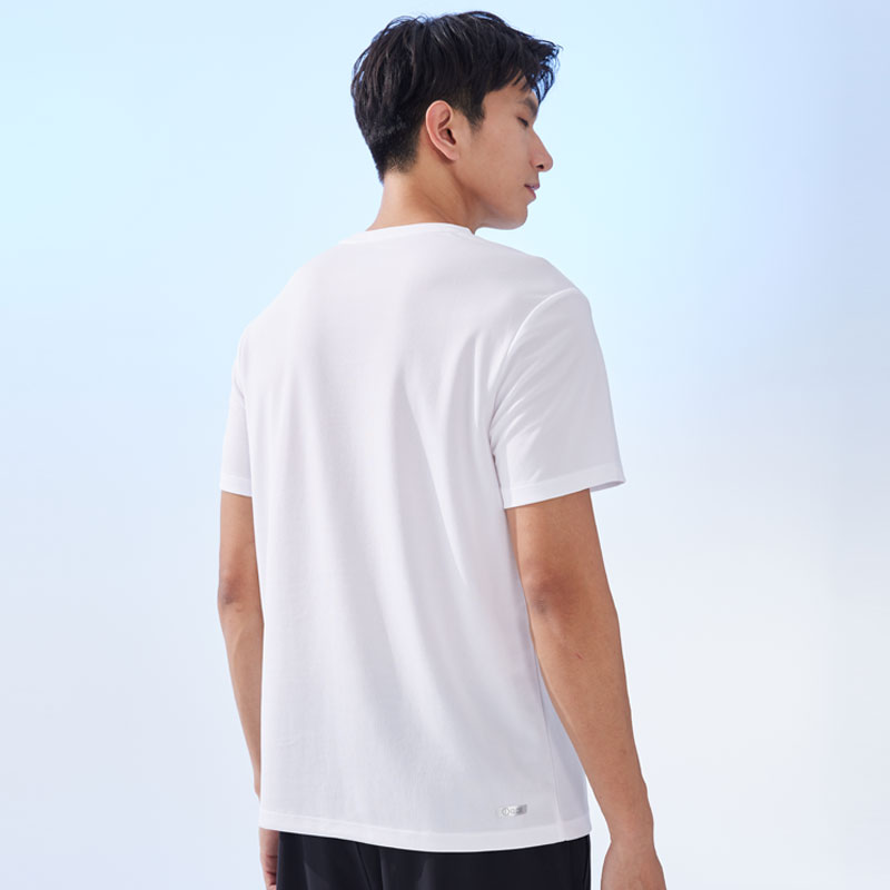 Erke Running T Shirts Men’s True White Crew Neck Moderate Straight Fit