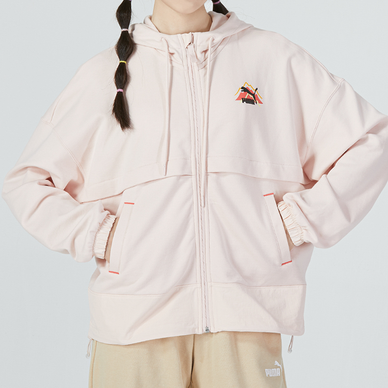Женская куртка PUMA Camping Full-zip Hoodie (розовая) — фото 3