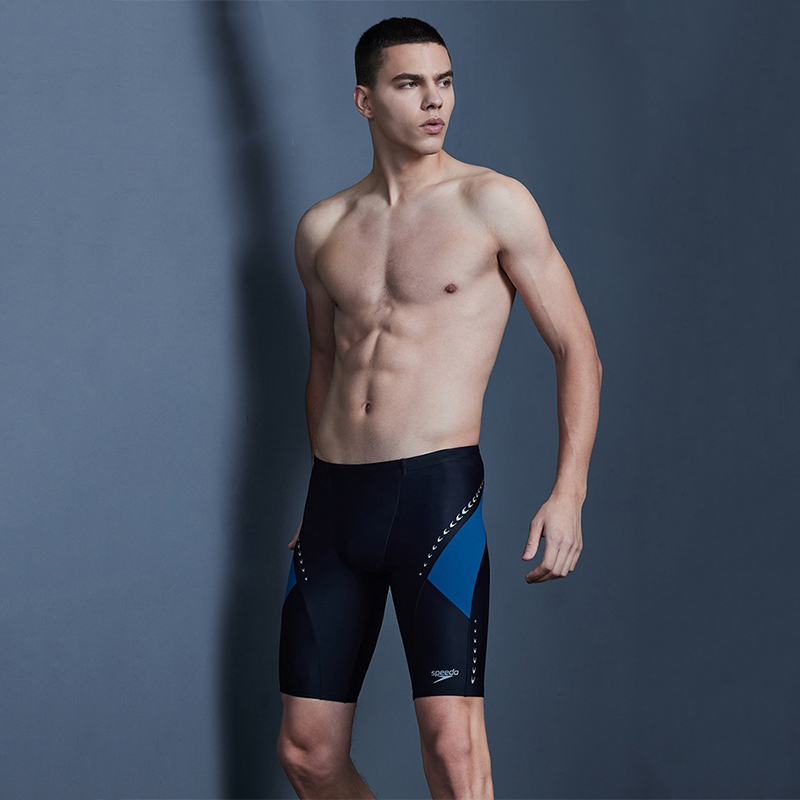 Speedo Swimming Shorts Men’s Black Blue Moderate Mid Length Swim Shorts