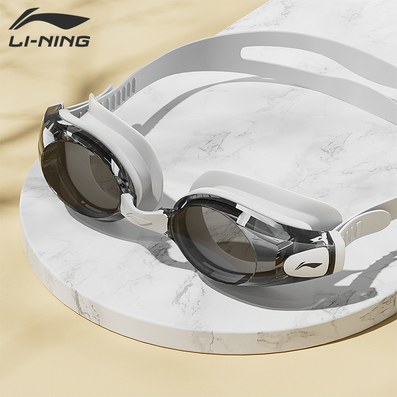 Li Ning Swim Goggles Polycarbonate, Silicone Material Unisex Gray White