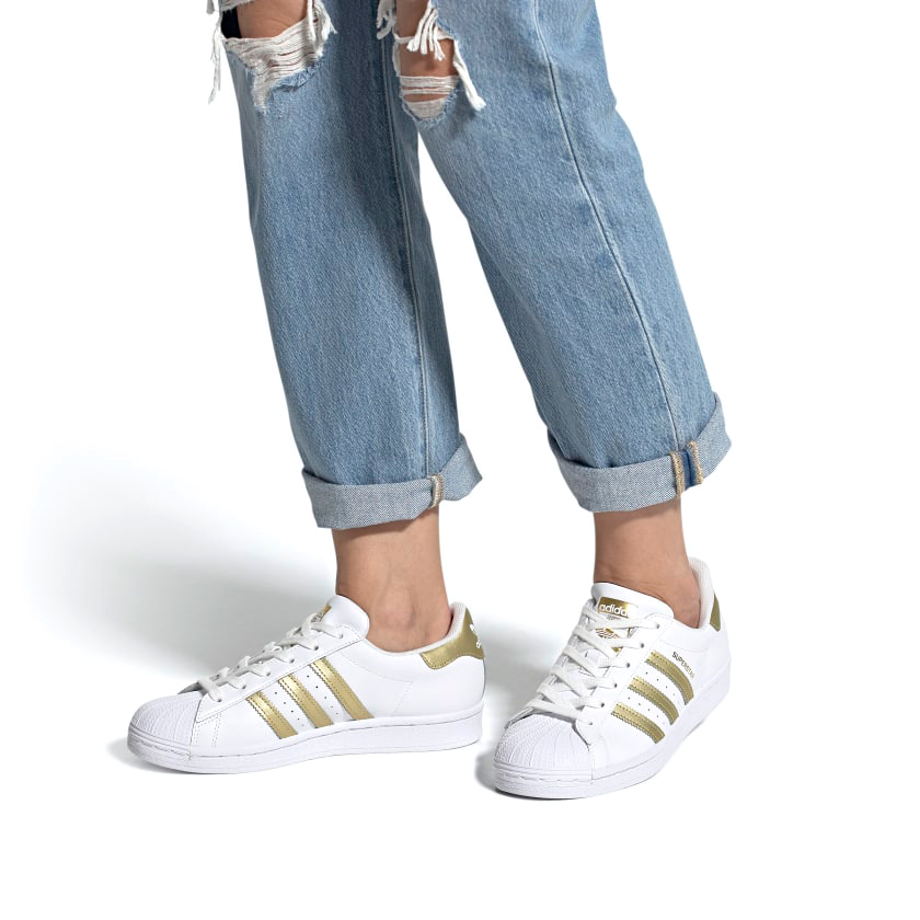 Женские кеды adidas originals SUPERSTAR (бело-золотые) — фото 7