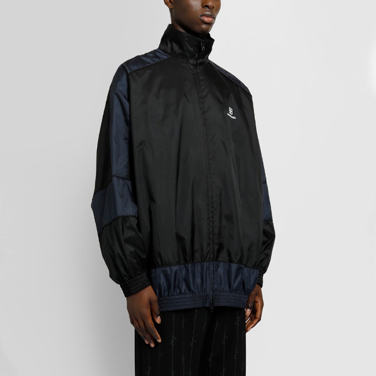 Мужские ветровки Balenciaga Spliced Windbreaker (черно-синие) — фото 4
