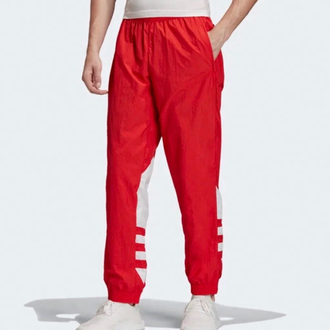 Мужские штаны adidas originals Big Trefoil Track Pants Men Black Logo (красно-черный) — фото 4