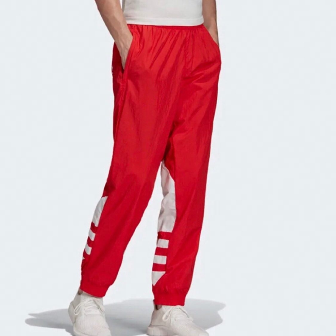 Мужские штаны adidas originals Big Trefoil Track Pants Men Black Logo (красно-черный) — фото 3