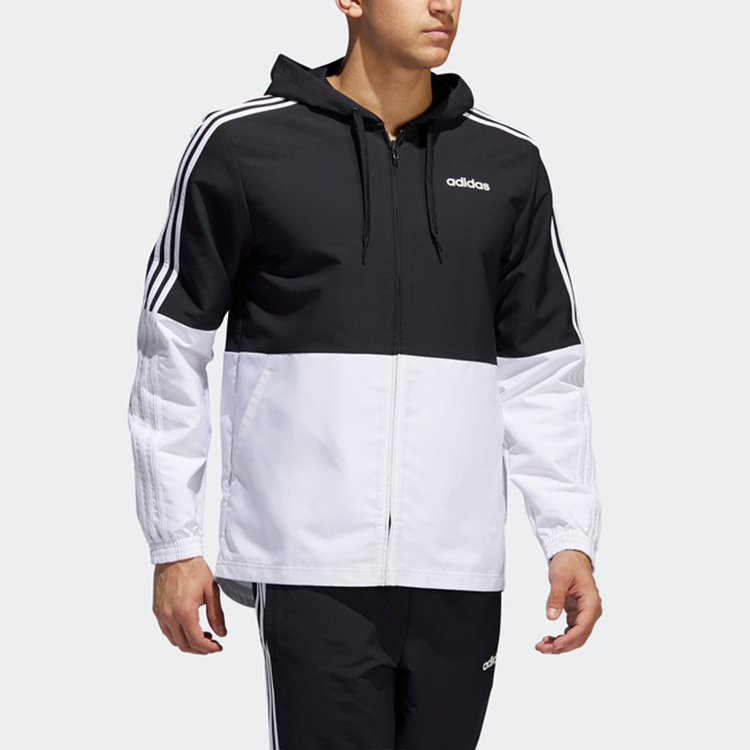 Мужская куртка adidas E 3S WB WVN CB (черно-белая) — фото 3
