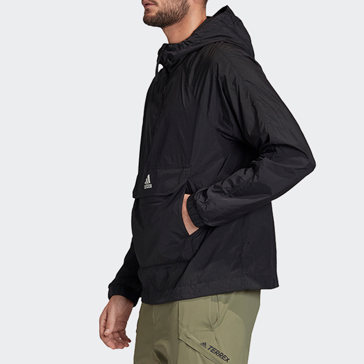 Мужская куртка adidas Logo Hooded Jacket (черная) — фото 5