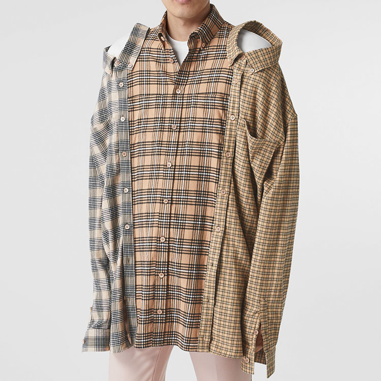Мужская рубашка Burberry (салатовая/бежевая) — фото 2