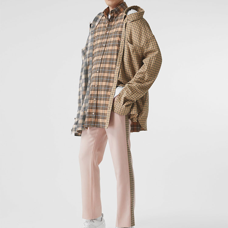 Мужская рубашка Burberry (салатовая/бежевая) — фото 4