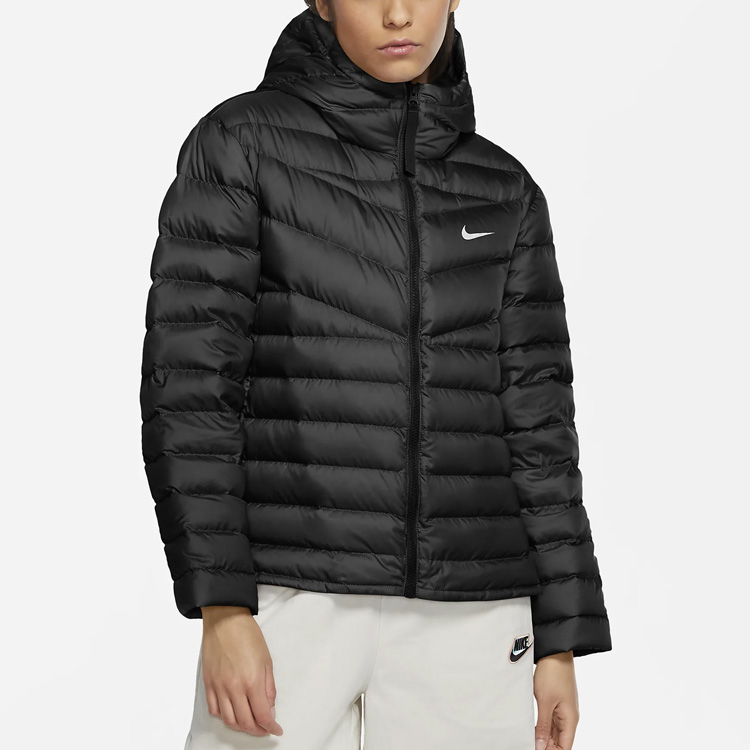 Женская куртка Nike Football Sportswear Windrunner Down (черная) — фото 4
