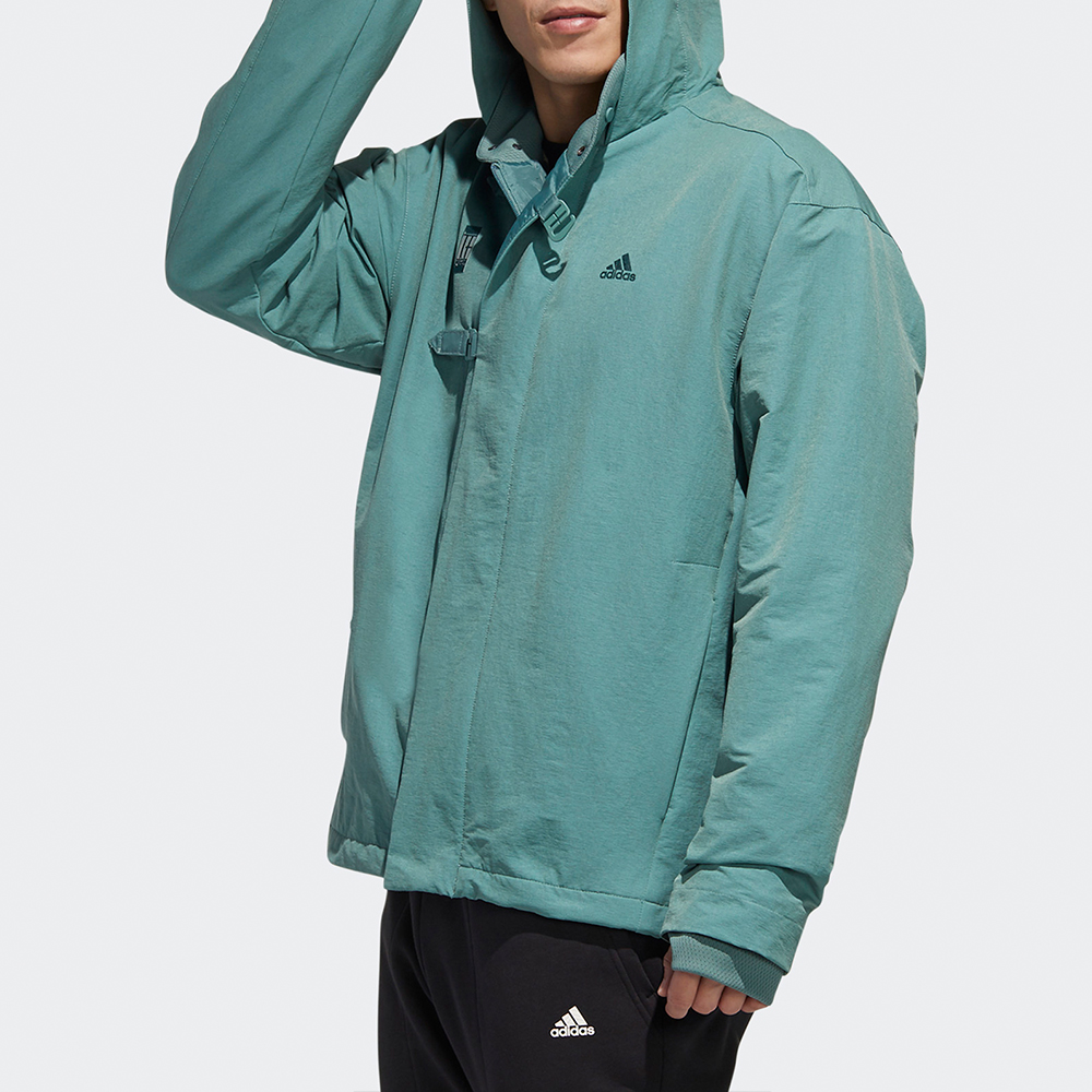 Мужская куртка adidas Hooded Jacket (изумрудная) — фото 5