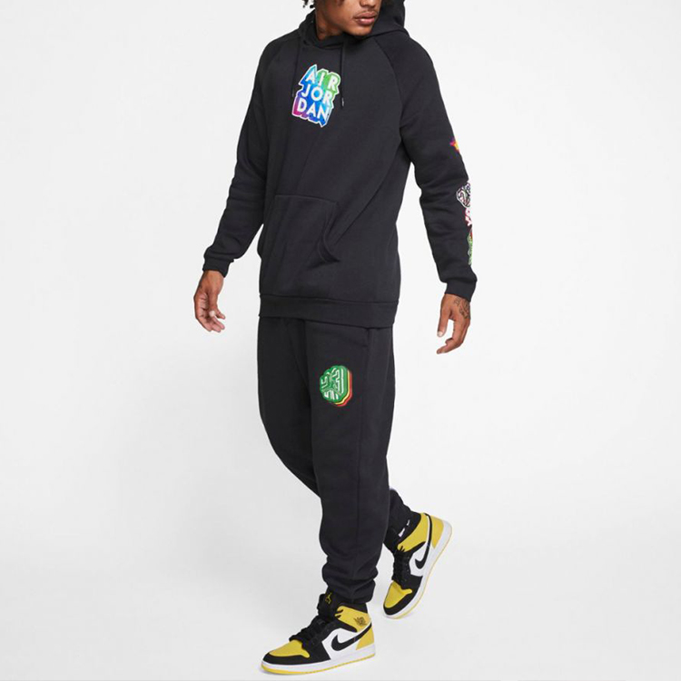 Мужские штаны Jordan MJ Sticker Fleece Pants (черные) — фото 5