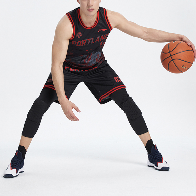 Li Ning Sports Basketball Collection Basketball Jerseys Men’s New Standard Black Moderate Bib & Brace