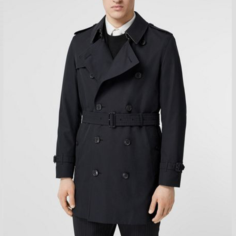 Мужская куртка Burberry Trench Coat (темно-синяя) — фото 3
