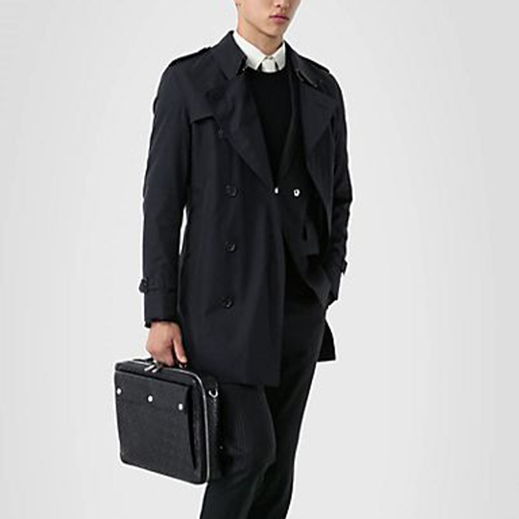 Мужская куртка Burberry Trench Coat (темно-синяя) — фото 4