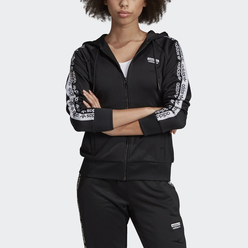 Женская куртка adidas Originals с логотипом на боку (черная) — фото 2