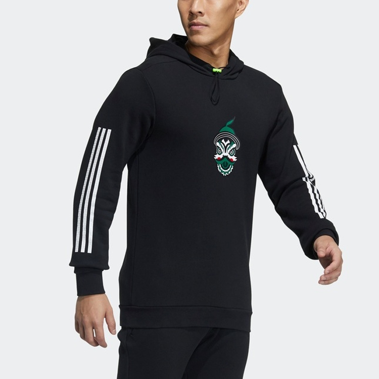 Мужское худи adidas Lion Zhang в стиле ретро (черное) — фото 4