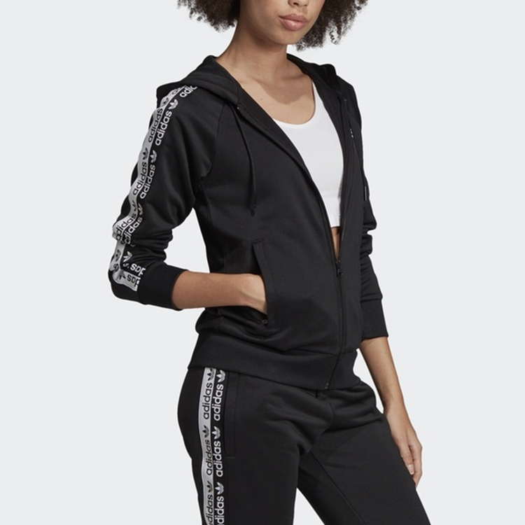 Женская куртка adidas Originals с логотипом на боку (черная) — фото 3