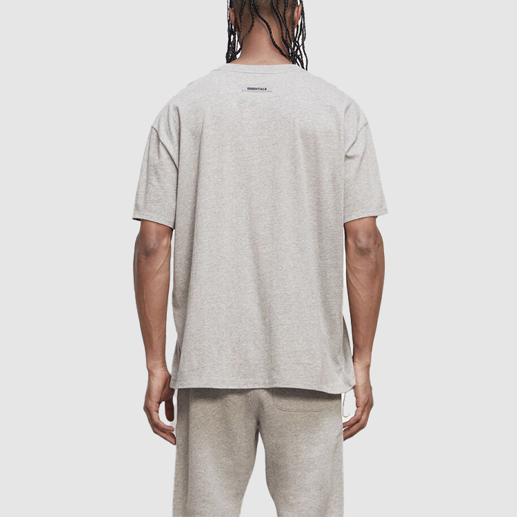 Футболка Fear of God Essentials FW20 T-Shirt Heather Oat LogoT (овсяный) — фото 4
