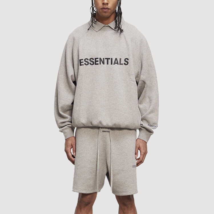 Худи Fear of God Essentials FW20 Crew Neck Sweatshirt Heather Oat (светло-бежевый) — фото 2