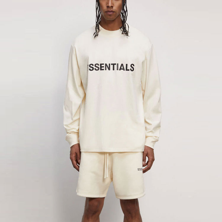 Футболка Fear of God Essentials FW20 Boxy Long Sleeve T-Shirt (кремовая) — фото 3