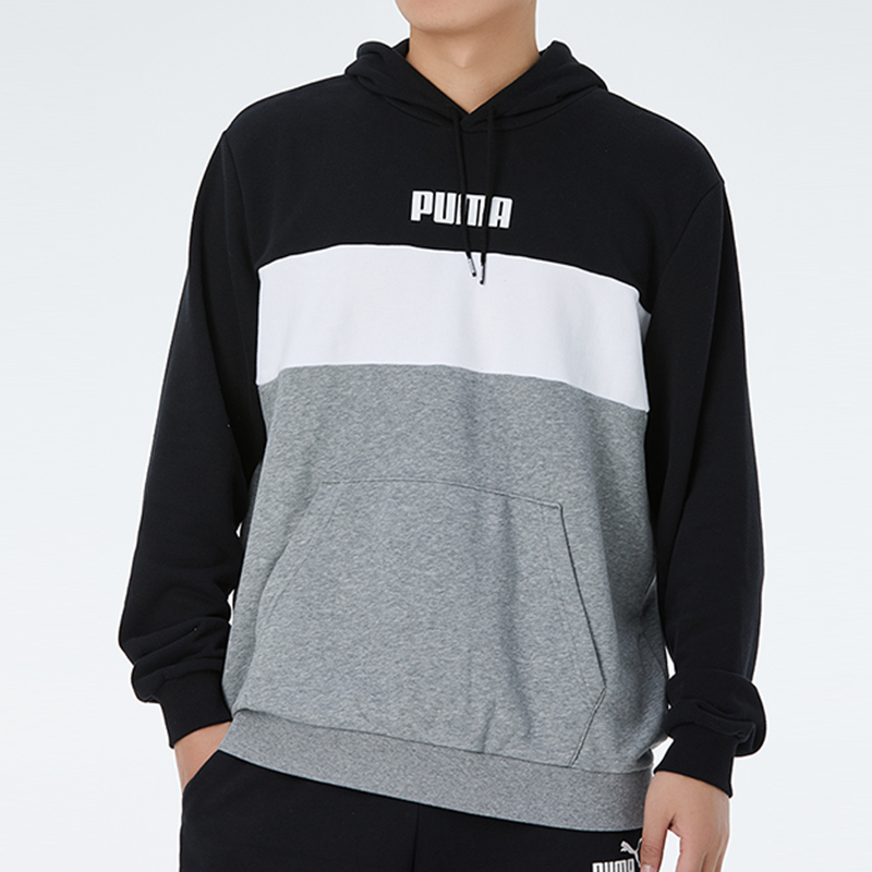 Мужские худи PUMA Logo Colorblock Hoodie (черно-бело-серое) — фото 3