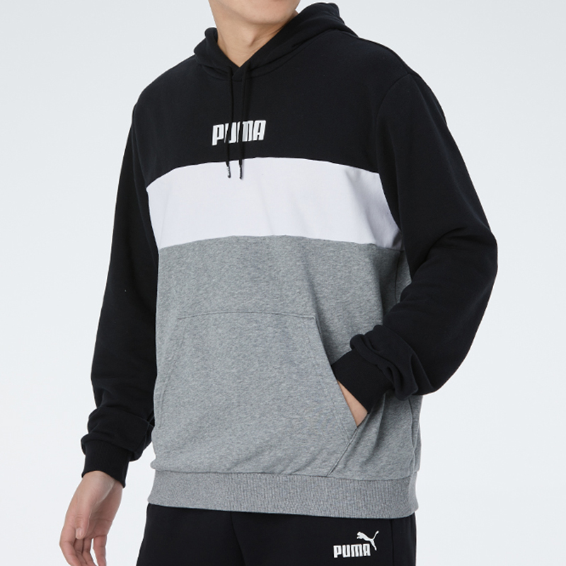 Мужские худи PUMA Logo Colorblock Hoodie (черно-бело-серое) — фото 5