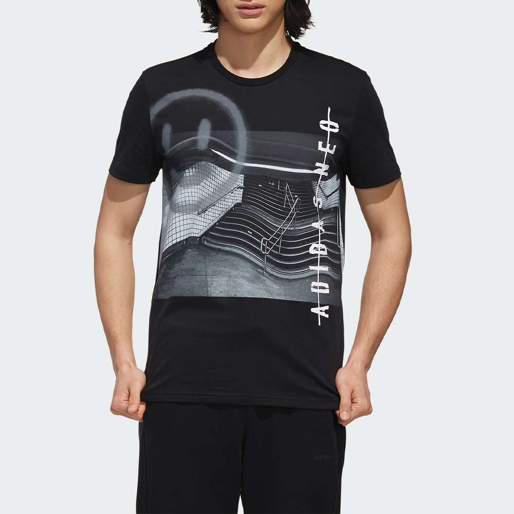 Мужская футболка adidas neo (черная) — фото 4