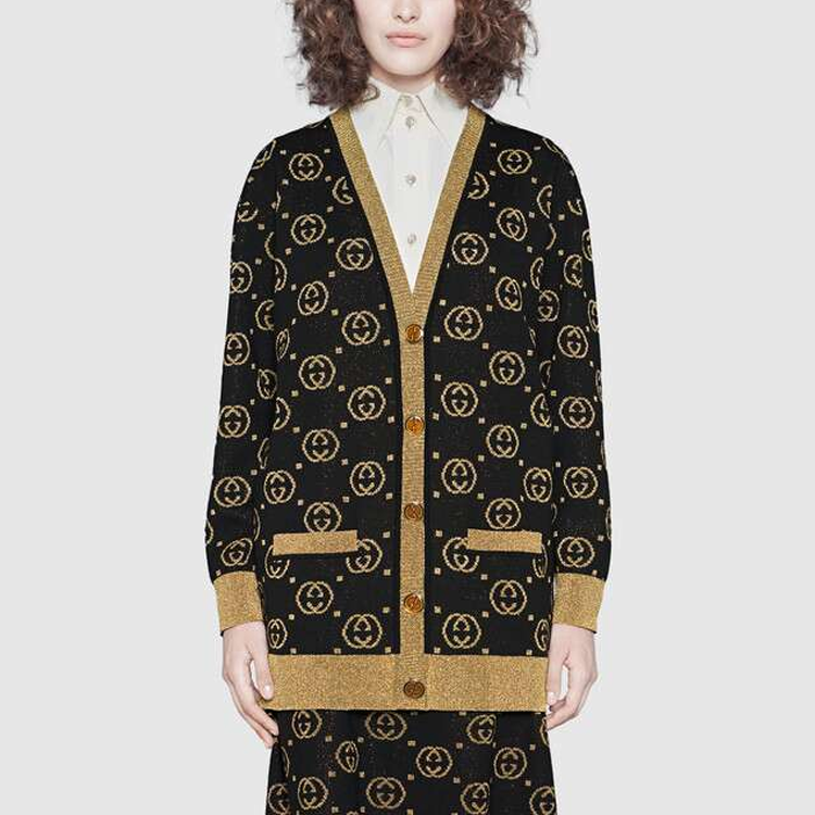 Женская куртка Gucci вязаная (черная) — фото 4