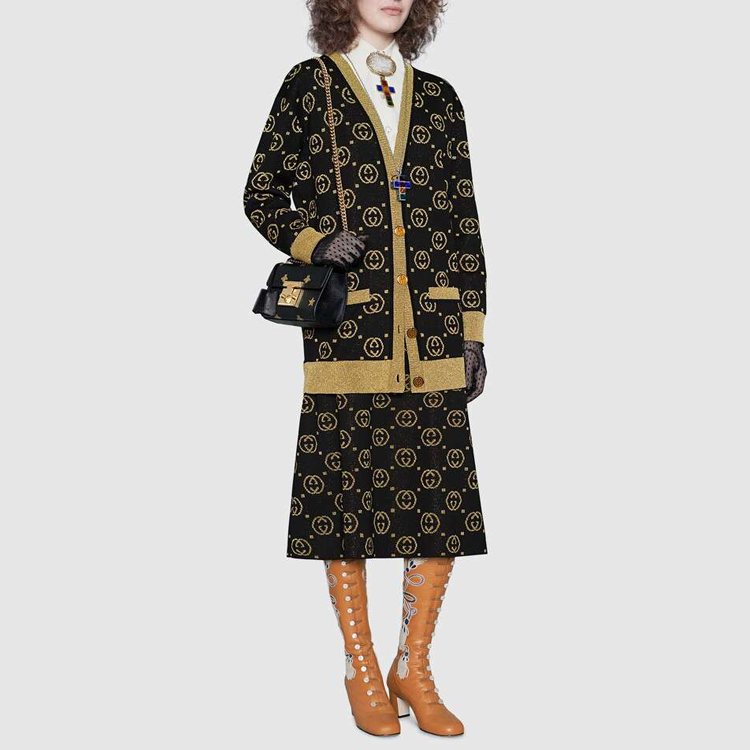 Женская куртка Gucci вязаная (черная) — фото 6