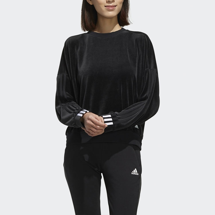 Женское худи adidas Crew Velour (черное) — фото 3