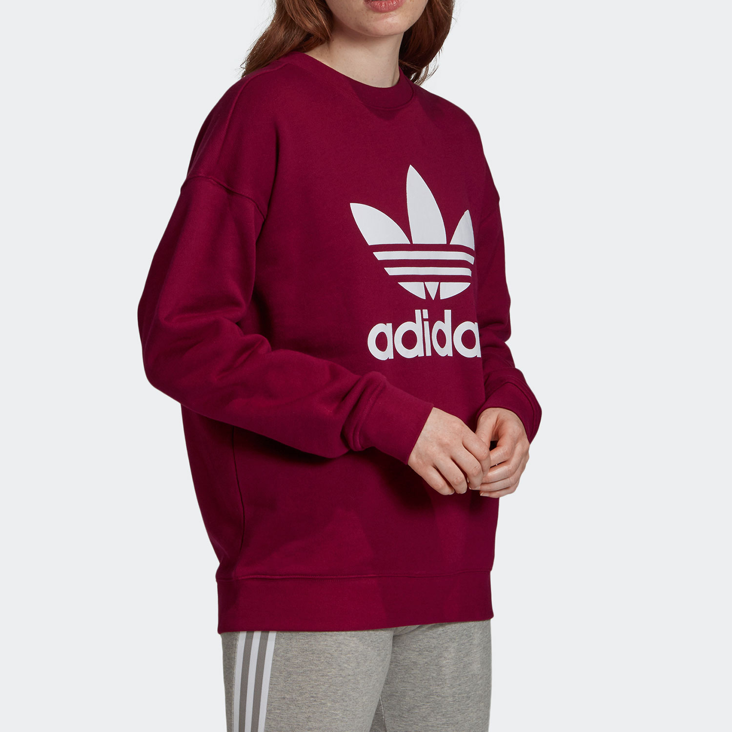 Женское худи adidas originals Trf Crew Sweat Logo (красное) — фото 4