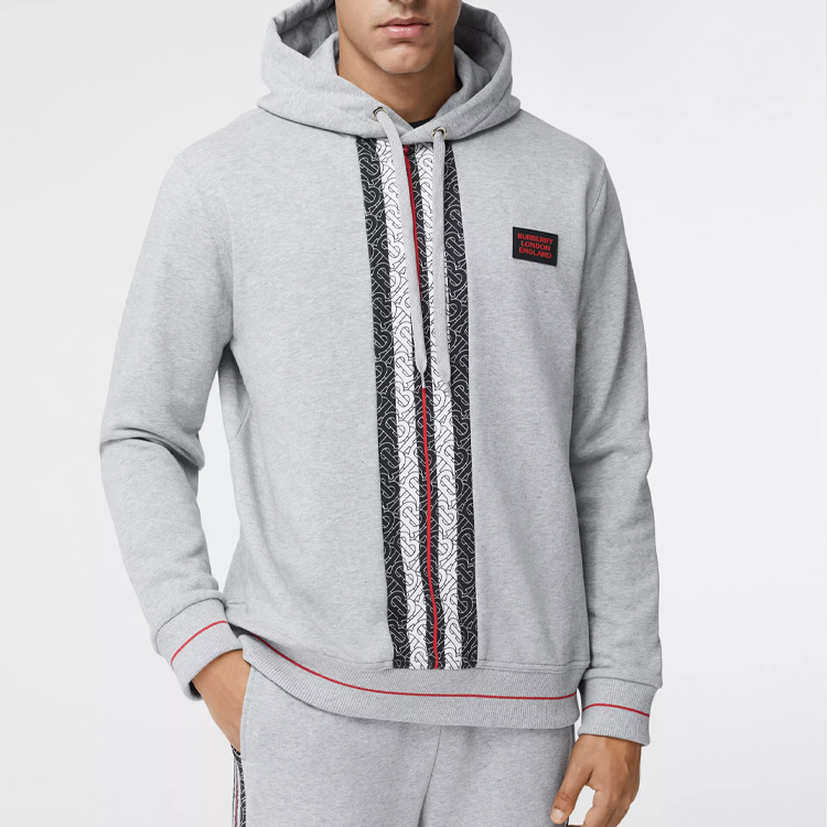 Мужское худи Burberry Stripe Hoodie (серое) — фото 4