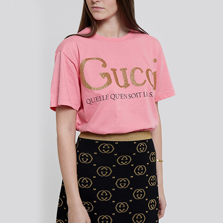 Женская футболка Gucci (розовая) — фото 3