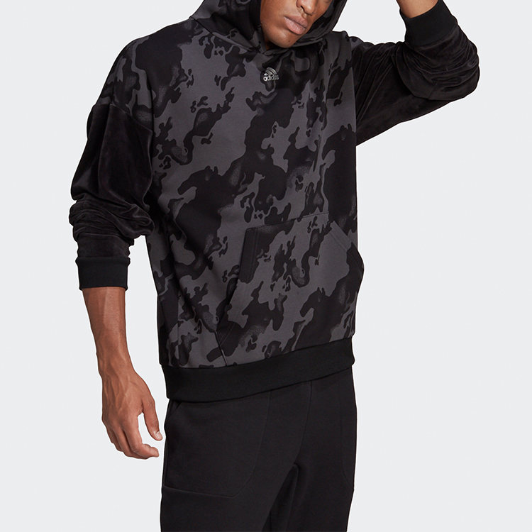 Мужское худи adidas Velvet Aop Hoodie (черное) — фото 4